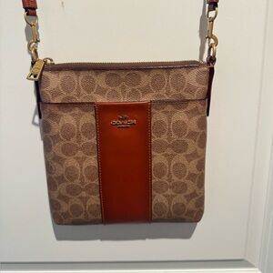 Coach Burgundy and Brown Zip Pouch